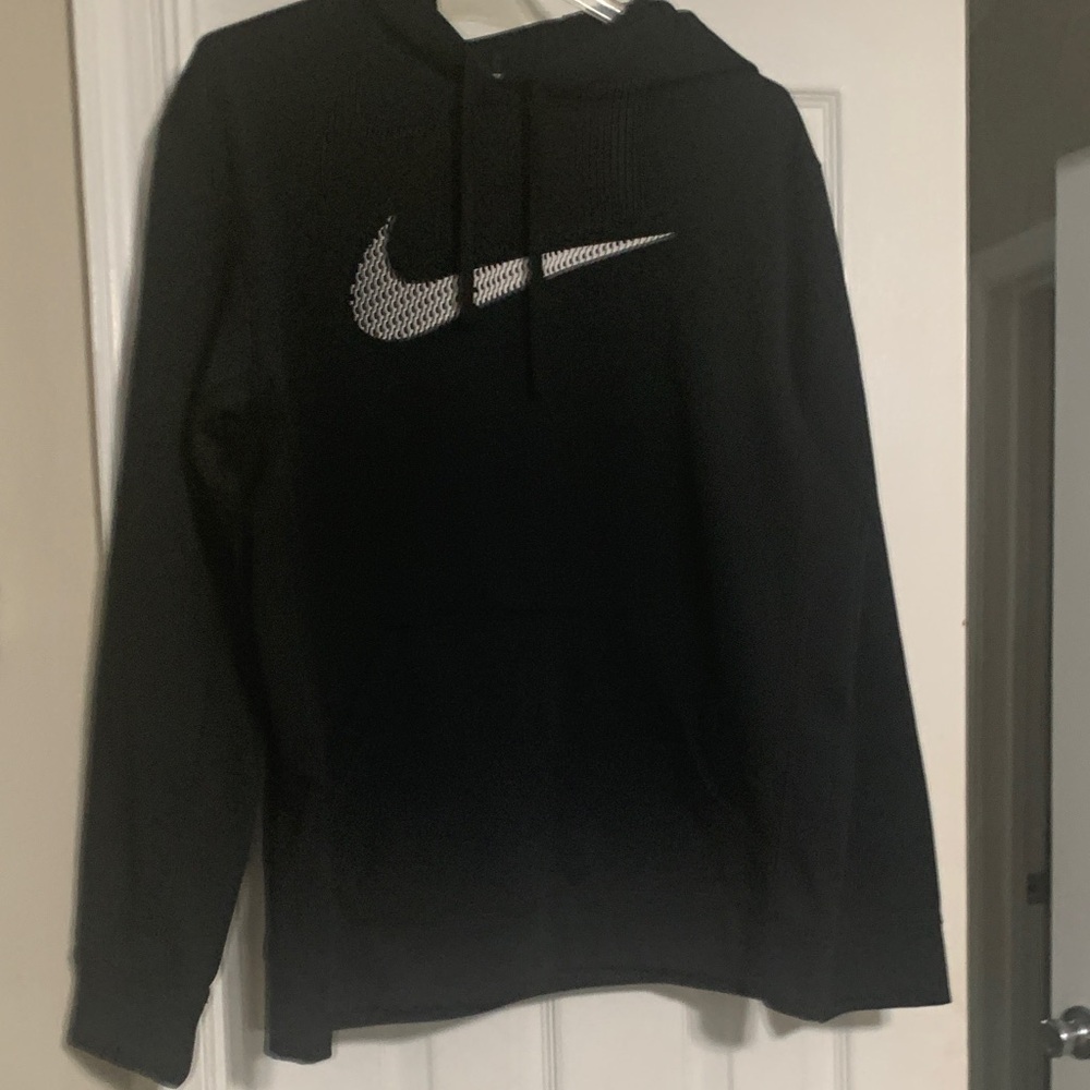 Nike Black Hoodie with White Swoosh Graphic